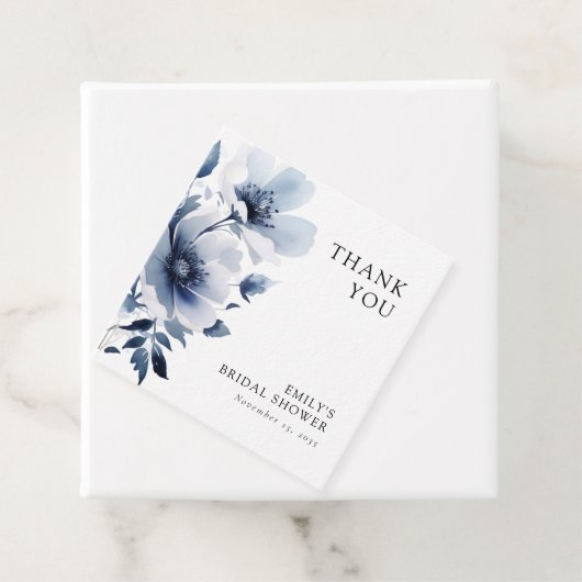 Blauw Bloemig Bruidsfeest Bedankjes Labels (In situ)