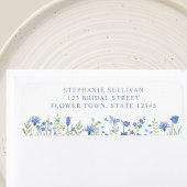 Blauw Bloemig Bruidsmeisjesfeest Retouradres Etiket