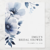 Blauw Bloemig Bruidsmeisjesfeest Wijn Etiket (Enkel label)