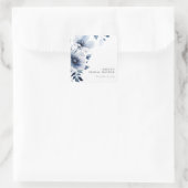 Blauw Bloemig Bruidsuitnodiging Vierkante Sticker (Tas)