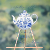 Blauw bloemig bruiloftsontvangstbord acryl bord (Neutraal)