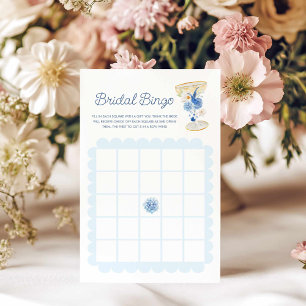 Blauw Bloemig Bruisend Bruidsbingospel