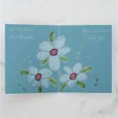 Blauw Bloemig Dank u Kaart (Binnen)