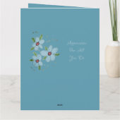 Blauw Bloemig Dank u Kaart (Achterkant)