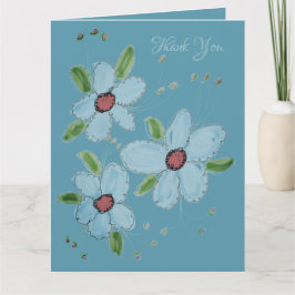 Blauw Bloemig Dank u Kaart