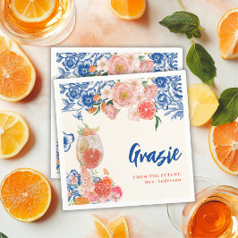 Blauw bloemig Dat is Amore Vrijgezellenfeest grazi Servet