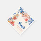 Blauw bloemig Dat is Amore Vrijgezellenfeest grazi Servet (Hoek)