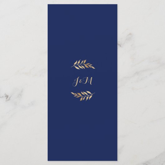 Blauw Bloemig Elégant Anemone Bruidsboeket Bruilof Menu (Achterkant)