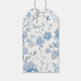 Blauw Bloemig Elegant Whimsical Tuinfeest Cadeaulabel