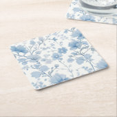 Blauw Bloemig Elegant Whimsical Tuinfeest Kartonnen Onderzetters (Schuin)