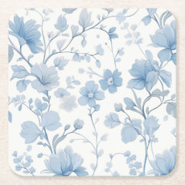 Blauw Bloemig Elegant Whimsical Tuinfeest Kartonnen Onderzetters