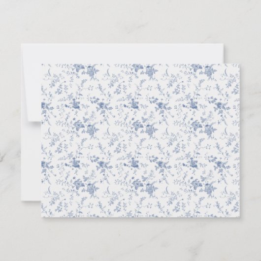  blauw bloemig gepersonaliseerd briefpapier notitiekaartje (Achterkant)