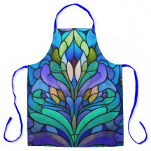 Blauw bloemig glas in lood