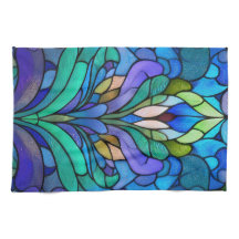 Blauw bloemig glas in lood