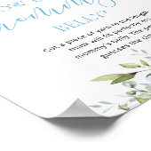 Blauw bloemig hoe groot is mama's buik spel poster (Hoek)