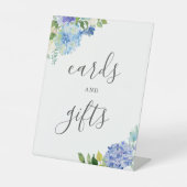 Blauw Bloemig Hydrangea Kaarten en Cadeaus Bord Reclamebord Met Voetstuk (Voorkant)