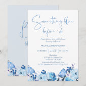 Blauw Bloemig Iets Blauw Bruidsmeisjesfeest  Kaart (Voorkant / Achterkant)