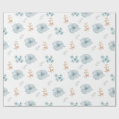 Blauw bloemig inpakpapier, verjaardagsverpakking,  cadeaupapier (Vlak)