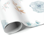 Blauw bloemig inpakpapier, verjaardagsverpakking,  cadeaupapier (Rol Hoek)