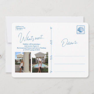 Blauw bloemig kader Kust afstudeer aankondiging