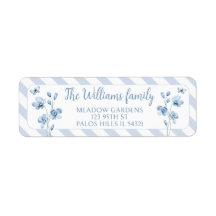 Blauw bloemig klein vlindertje Retouradres Label