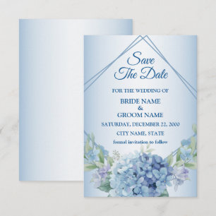 Blauw Bloemig Kruiden Frame Stof Vintage Bruiloft Save The Date