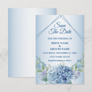Blauw Bloemig Kruiden Frame Stof Vintage Bruiloft Save The Date
