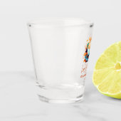 Blauw Bloemig Liefde Bruist Bruids Bruiloft Shot Glas (Links)