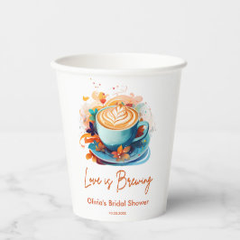 Blauw Bloemig Liefde Bruist Bruidsmeisjes Borrel  Papieren Bekers