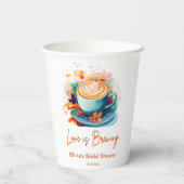 Blauw Bloemig Liefde Bruist Bruidsmeisjes Bruiloft Papieren Bekers (Achterkant)