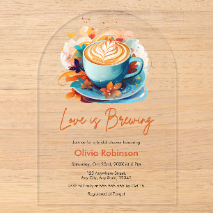Blauw Bloemig Liefde Bruist Bruidsmeisjes Koffie  Acryl Uitnodigingen