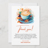 Blauw Bloemig Liefde Bruist Bruiloft Coffee Bruids Bedankkaart (Voorkant)