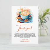 Blauw Bloemig Liefde Bruist Bruiloft Coffee Bruids Bedankkaart (Staand voorkant)