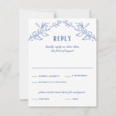 blauw bloemig Lijst Elegant bruiloft antwoord (Voorkant)