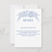 blauw bloemig Lijst Elegante bruiloft Details RSVP Kaartje (Voorkant)