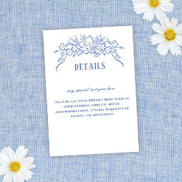  blauw bloemig Lijst Elegante bruiloft Details RSVP Kaartje
