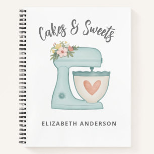 Blauw Bloemig Mengbakkerij Pastry Chef Notitieboek