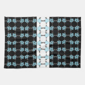 Blauw Bloemig met Zwart Theedoek (Horizontaal)