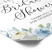 Blauw Bloemig Nautisch Bruidsfeest Welkom Poster (Hoek)