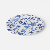 Blauw bloemig ontwerp papieren bord  (Gekanteld)