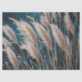 Blauw Bloemig Pampagras Tissuepapier