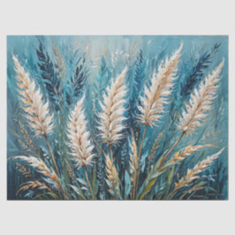 Blauw Bloemig Pampagras Tissuepapier