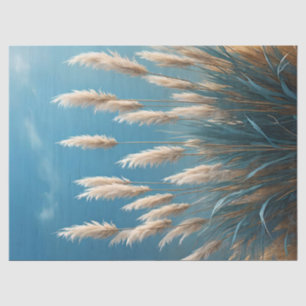 Blauw Bloemig Pampagras Tissuepapier