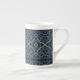Blauw Bloemig Porselein Mok