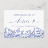 blauw bloemig raden hoeveel kussen spel informatiekaartje (Voorkant)