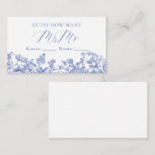 blauw bloemig raden hoeveel kussen spel plaatskaartje (Voorkant / Achterkant)