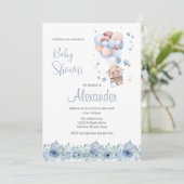 Blauw bloemig Spaans Baby shower Jongensuitnodigin Kaart (Staand voorkant)