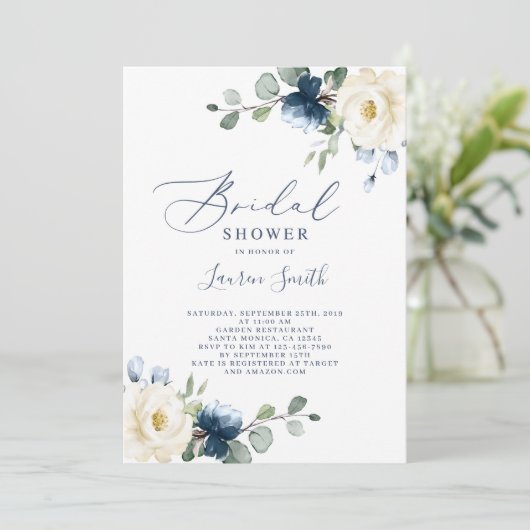 Blauw bloemig vrijgezellenfeest kaart (Staand voorkant)