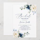 Blauw bloemig vrijgezellenfeest kaart (Voorkant / Achterkant)