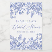 Blauw bloemig Vrijgezellenfeest mini wijnflesetike Wijn Etiket (Enkel label)